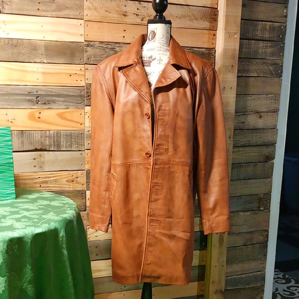Brown Jacket Men's Brown Leather Trench Coat